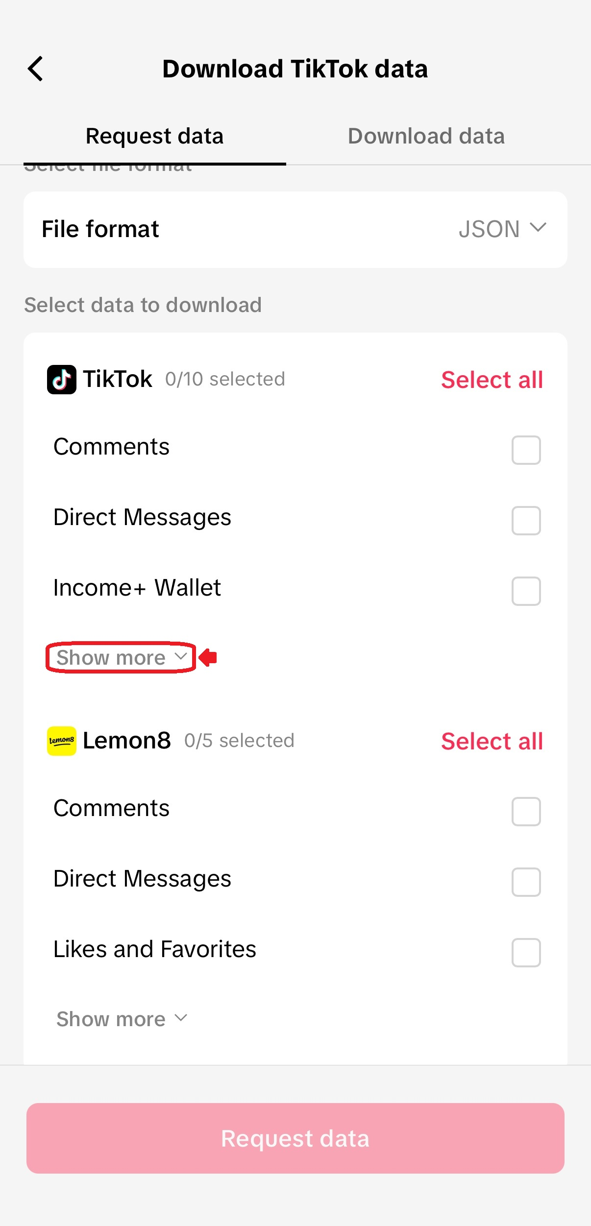 Instructions for how to request your follower data from TikTok, image idx6